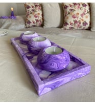 3'lü Beton Tabaklı Mumluk Set,dekoratif Mumluk,hediyelik Eşya,Mumlar Dahildir.