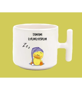 Tamam Uyumuyorum Baskılı T Kulplu Kupa Bardak