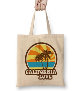California Love Retro Palm Trees Bez Çanta Uzun Saplı