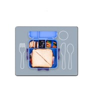 MAtGo School Çatal Kaşık Desenli Gri Sıvı Geçirmez Beslenme Matı Yıkanabilir Okul Yemek Pad 35x45cm