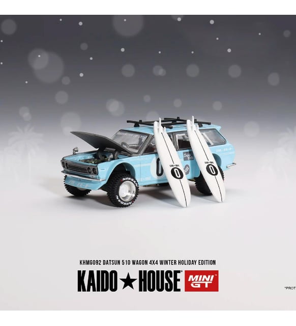 1:64 Diecast Nissan Datsun Kaido 510 Winter Holiday Edition Mini