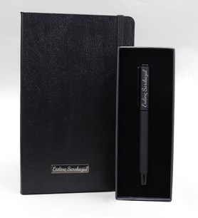 Kişiye Özel Siyah Defter & Siyah Mat Roller Kalem Hediye Seti