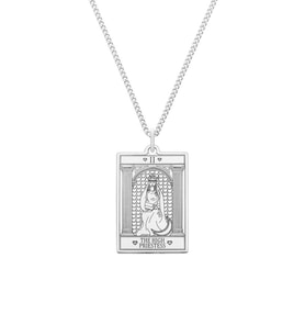 Kişiye Özel 925 Ayar Gümüş The High Priestess Tarot Kolye (Gümüş)