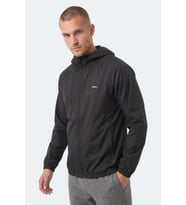 Slazenger REPHAR Erkek Kapüşonlu Fermuarlı Siyah Yağmurluk