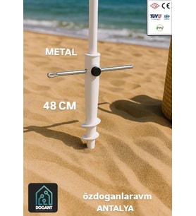 Plaj Deniz Bahçe Güneş Şemsiyesi Sabitleme  48 cm BEYAZ