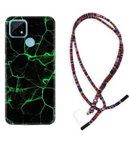 Realme C11 C21 C21Y C25Y C11 2021 Kılıf Boyun Asklı Rasta Silikon Yeşil Şerit Mermer 1320