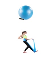 PİLATES TOPU 65 CM MAVİ+ PİLATES BANDI MAVİ 120X15 CM