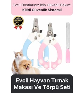 Premium Çelik Uçlu Güvenlik Kelepçeli Kilitli Kedi Köpek Evcil Hayvan Tırnak Makası Ve Törpü Seti