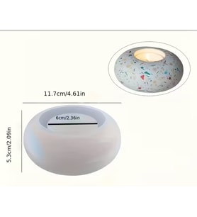SİLİKON KALIP TAŞ TOZU PARAFİN İTHAL DEKORATİF ELIPS TEALIGHT MUMLUK KALIBI EPOKSİ HB120-0183 (Beyaz)