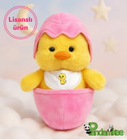 Sürpriz Yumurtalı Civciv Peluş Oyuncak – Çıkartılabilir Çantalı Civcivino (Pembe)