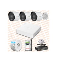Provzen Hikvision 3 IP Kamera 7/24 Renkli Mikrofonlu Güvenlik Kamerası Olay Anında bildirim