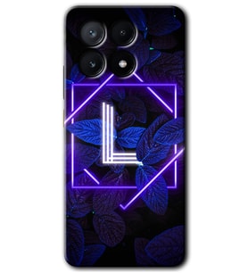 Poco x6 Pro Kılıf HD Desen Baskılı Kılıf - Dark Neon Yaprak L Harfi