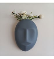 Dekoratif Mask Duvar Vazosu, Duvar Dekoru ,Heykel Duvar Süsü, Antrasit (Gri)