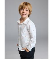 LCW Kids Beyaz Regular Fit Baskılı Erkek Çocuk Gömlek
