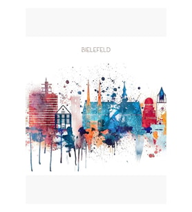 Bielefeld Şehir Manzarası Tablo Ahşap Poster Dekoratif