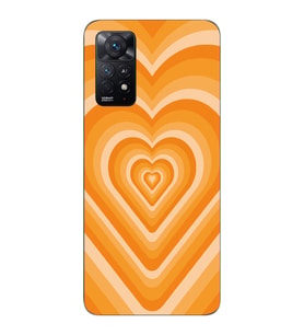 Redmi Note 11 Pro Uyumlu Turuncu Kalp Tasarımlı Şeffaf Telefon Kılıfı