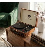 Hanami HEM SARJLI HEM BLUETOOTH'LU TÜM PLAKLARI ÇALAN PİKAP (Kahverengi)