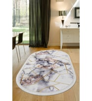 Dijidekor Halı Gold Kristal Yıkanabilir Saçaklı Oval Kesme İnce Yolluk Kilim Salon Halısı Modelleri