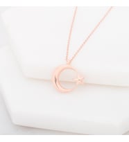 AY YILDIZ ROSE 925 AYAR GÜMÜŞ KOLYE (Karışık)