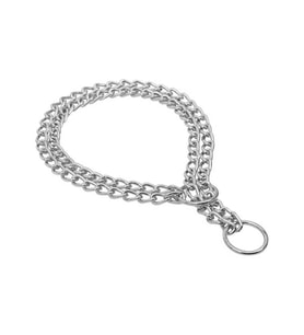 Eğitim Serisi Çift Sıra Boğma Zincirli Köpek Boyun Tasması - 2,5x35-45cm Chrome