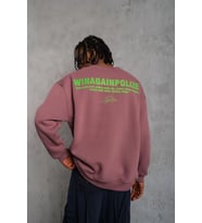 Erkek Bisiklet Yaka Baskılı 3 iplik pamuklu Sweatshirt - Gül Kurusu