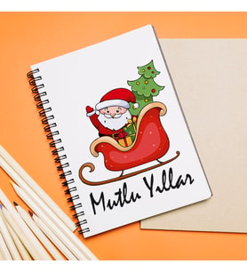 Mutlu Yıllar & Merry Christmas & Yılbaşı & Noel Baba Tasarımlı Defter