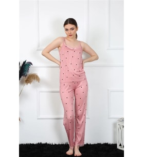 Kadın İp Askılı Somon Pijama Takım