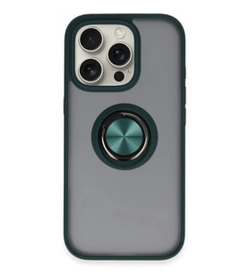 iPhone 16 Pro Kılıf Montreal Yüzüklü Silikon Kapak - Yeşil