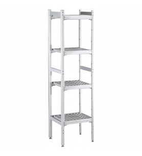 Electrolux Professional Düz Etejer Seti, Aluminyum Ayaklı, 4 Raflı, Her Raf Demonte Polietilen Tabletlerden Oluşur, Tabletler Bulaşık Makinesinde Yıkanabilir - 475x772 Mm, H=1700 Mm BLS772