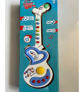Müzikli Gitar 30 Cm   Işıklı Müzikli Gitar  4 Türkçe Şarkı (Mavi)
