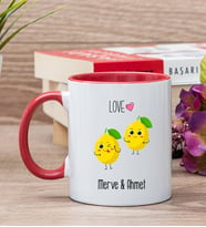 Kişiye Özel Sevimli Limonlar Kırmızı Kupa Bardak