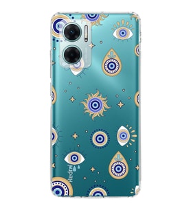 PrintiFy Xiaomi Redmi Note 11E ile Uyumlu Nazar Boncuğu 5  Kamera Korumalı Şeffaf Silikon Kılıf