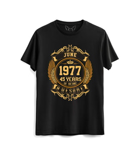 Vintage Gold Awesome Series June 1977 Siyah Tshirt