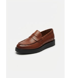 Growish GR0130 Hakiki Deri İtalyan Tarz Taba Penny Loafer Model Yüksek Kalın Taban Spor Klasik Ayakkabı