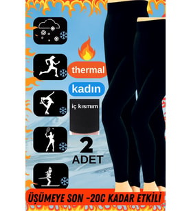 2Li Kadın Kışlık Siyah Termal İçi Polar Havlu Termal İçlik Tayt Çorap -20c Dayanıklı