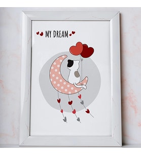Ezgoola Kız & Erkek Bebek Odası Koleksiyonu / My Dream Kedi Tablo / Yeni Doğan Hediye Poster / Pastel Renkler / Sevimli Hayvanlar / Hediye / Poster (Beyaz)