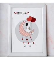 Ezgoola Kız & Erkek Bebek Odası Koleksiyonu / My Dream Kedi Tablo / Yeni Doğan Hediye Poster / Pastel Renkler  / Sevimli Hayvanlar /  Hediye / Poster (Beyaz)