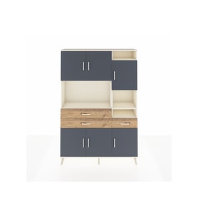 Arges Dolap 10 Raflı 3 Çekmeceli 6 Kapaklı 132x30x195 Aytaşı-Antrasit/Çam