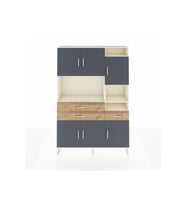 Arges Dolap 10 Raflı 3 Çekmeceli 6 Kapaklı 132x30x195 Aytaşı-Antrasit/Çam