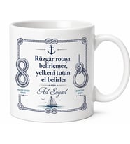 Denizci Düğüm Temalı Baskılı Kupa Bardak Denizci Hediye Porselen Mug