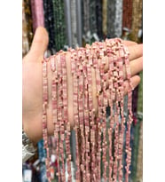 Pembe Rodonit Taşı 3x5mm Çift Delikli Dizi