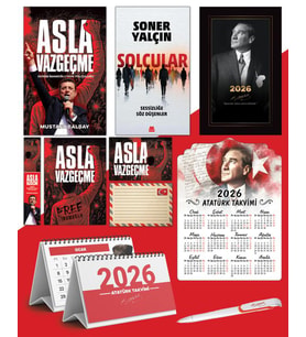Asla Vazgeçme - Ayraç - Kartpostal - Poster - Solcular -  2026 Ajanda İstikbal - İstikbal Ahşap Duvar Takvimi - Masa Takvimi