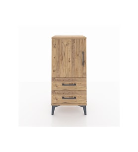 Arges Komodin 2 Raflı 2 Çekmeceli Tek Kapaklı 44x30x96 Çam-Çam