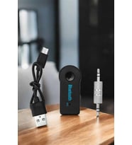 Kablosuz Bluetooth Aux Araç Kiti Siyah Hafıza Kartlı