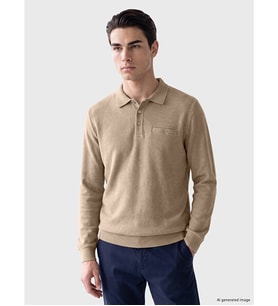 LCWAIKIKI Classic Bej Polo Yaka Erkek Sweatshirt