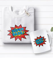 BK Gift Kişiye Özel Süper Baba Tasarımlı Beyaz Tişört ve Kupa Seti-2 (Model 1)