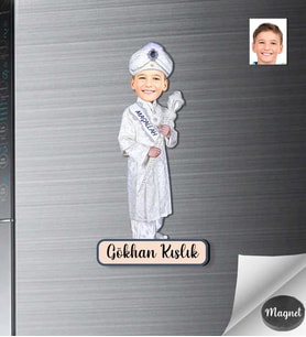 Kişiye Özel Sünnet Çocuğu Ahşap Magnet -4