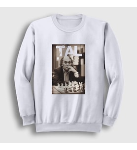 Presmono Unisex Beyaz Mikhail Tal Büyükusta Satranç Sweatshirt 421713tt (Beyaz)