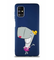 Samsung Galaxy M51 Soft Premier Kapak Pearl Yengeç Tasarımlı Silikon Kılıf - Lacivert (Şeffaf)