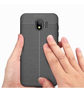 Samsung Galaxy J4 Kılıf Esnek Pu-Deri Leather-Pu Serisi Protected Case (Gri)